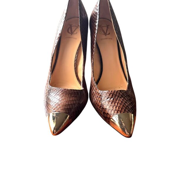 VC SIGNATURE Leather Snake Print Pointed Toe Heel Sz 9.5 - Picture 2 of 5